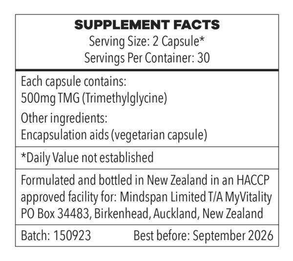 TMG Supplement Facts
